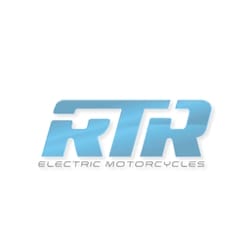 Logo with stylized letters "RTR" in blue gradient, followed by the words "Electric Motorcycles" in smaller, white text below.