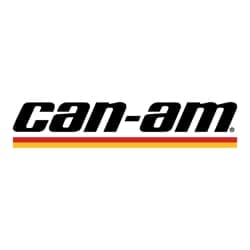 The Can-Am logo featuring bold black text with an orange and yellow striped underline on a white background.