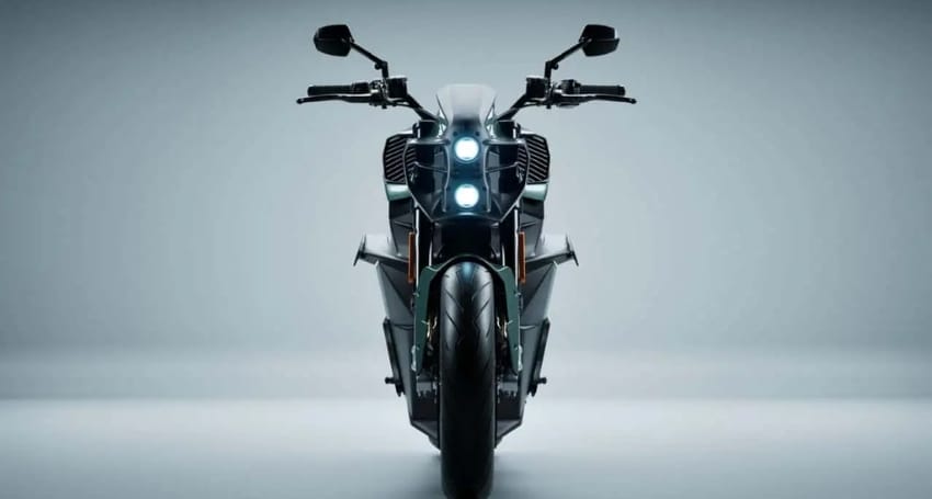 A motorcycle is shown on a gray background.