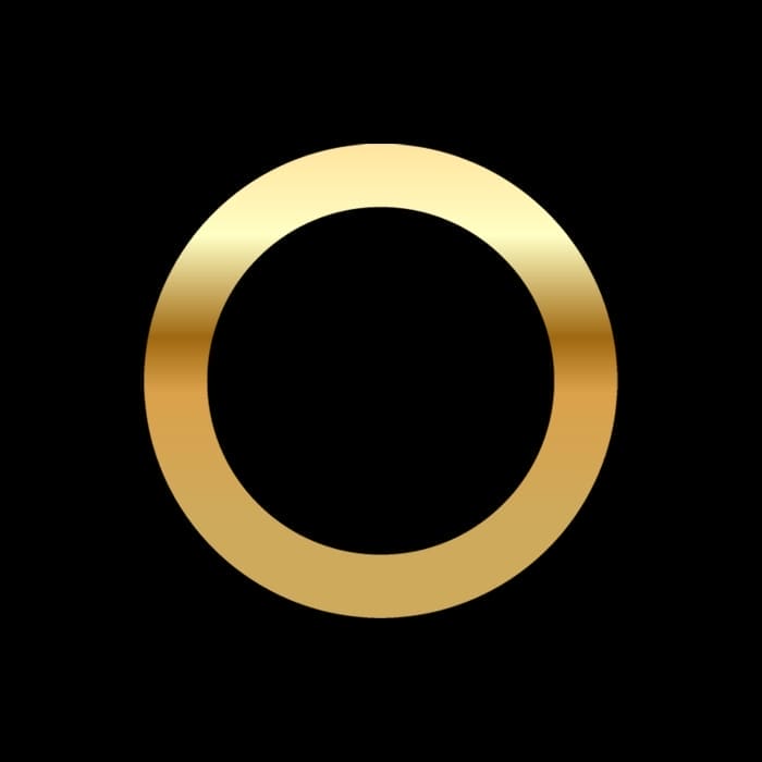 A gold ring with a smooth gradient on a black background.