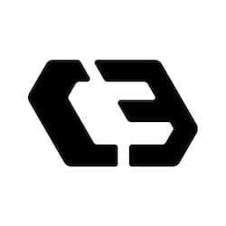 A black geometric logo with a stylized "C" and "B" in bold, angular shapes.