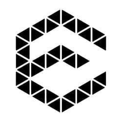 A black geometric logo composed of multiple small triangular shapes forming the letter "C" inside a hexagonal outline.