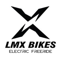 Logo of LMX Bikes featuring a stylized "X" above the text "LMX Bikes" with the tagline "Electric Freeride" beneath. The design is in black on a white background.