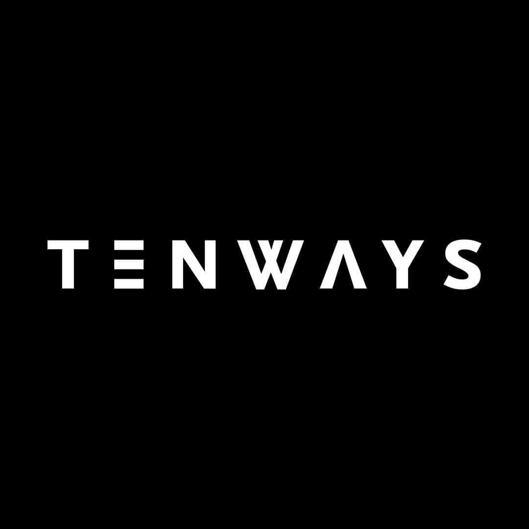 The image displays the word "TENWAYS" in white capital letters on a black background.