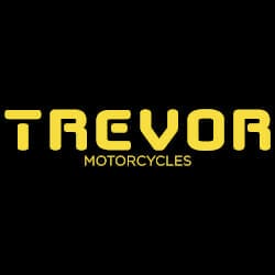 Yellow text on black background reads "TREVOR MOTORCYCLES" in bold, stylized font.