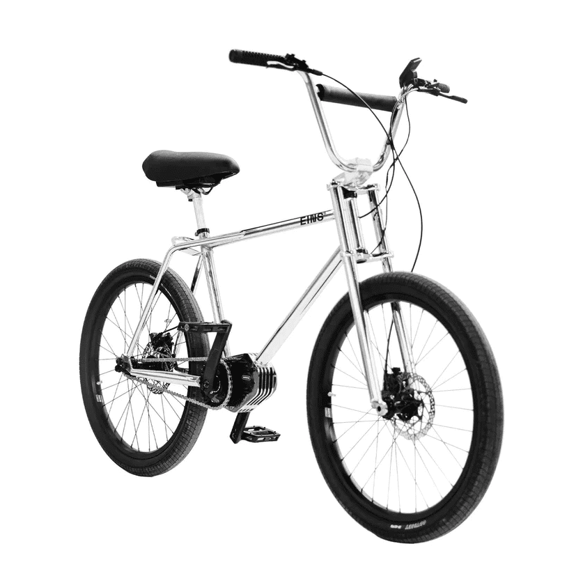 A silver bike is shown against a white background.