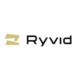 Ryvid logo with a gold geometric shape on the left and the brand name "Ryvid" in black text on the right.