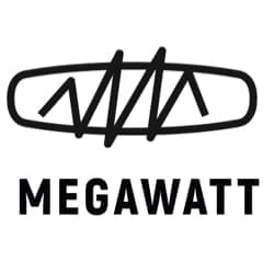 A logo with an oval shape containing abstract lines above the word "MEGAWATT" in bold capital letters.